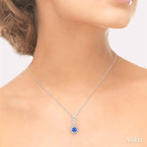4x4 MM Cushion Shape Tanzanite and 1/10 Ctw Round Cut Diamond Pendant in 10K White Gold with Chain
